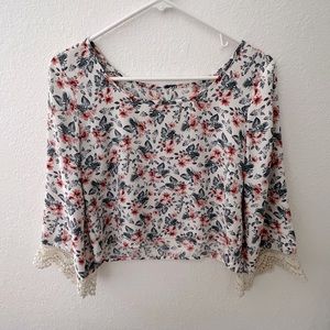 Beautiful floral and lace flowy long sleeve shirt